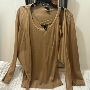 Women 2 pcs top gold shine glitter fabric